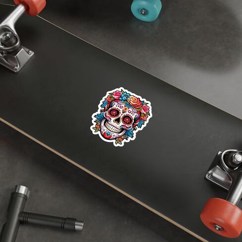 ملصق جمجمة السكر Dia De Los Muertos نافذة تذكارية ملصق فينيل صغير مقاوم للماء زجاجة القدح جواز السفر كتاب القصاصات دفتر الكمبيوتر المحمول بهلوان لوح التزلج الكمبيوتر الهاتف حجم 4 "هدية ID44990 in Saudi Arabia