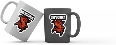 Pack of 2 | Brazilian Heavy Metal Band Sticker | Vinyl Sticker | Waterproof Stickers | Indoor Stickers | Glossy Stickers, White in Saudi Arabia