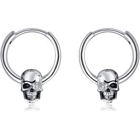 Viking Celtic/Wolf/Skull Viking Earrings 925 Sterling Silver Vintage Hoop Earrings for Men Women Viking Jewelry Gifts