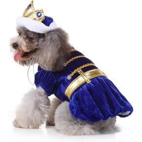 Prince Dog Costume - The King Pet Costume, Cute Halloween Dog Cosplay Costume Fashion Dress for Puppy Small Medium Large Dogs Special Events Funny Photo Props Accessories