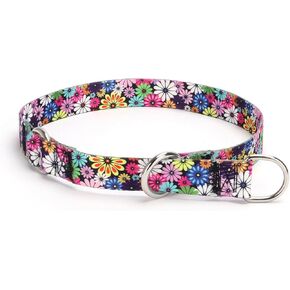No Pull Martingale Dog Collar, Slip Collar with Stop Ring for Small, Medium, Large Dogs, Love Hearts Pattern (NO17, S)