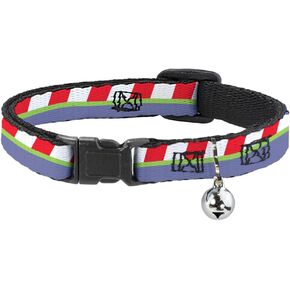 Cat Collar Breakaway Toy Story Buzz Lightyear Bounding Stripe Red Green Purple 8 to 12 Inches 0.5 Inch Wide