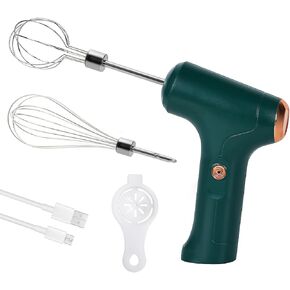 Cordless Hand Mixer, Handheld Electric Whisk with 3 Speed Modes, Hand Held Egg Beater with 2 Detachable Stir Whisks (White)