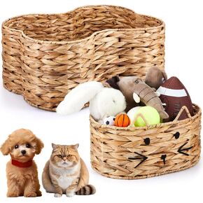 Maxcheck 2 جهاز كمبيوتر شخصى العظام القط شكل لعبة الكلب سلة المياه صفير تخزين الحيوانات الأليفة الكلب لعبة بن الخوص المنسوجة الطبيعية اليدوية الكلب المنظم لتنظيم الفراش الحيوانات الأليفة in Kuwait