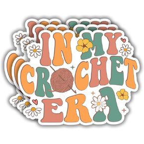 (3 pcs) in My Crochet Era Sticker Funny Crochet Stickers Gift for Mama Mom Grandma Crocheting Lover Vinyl Decals for Tumbler Bumper Kindle Laptop Water Bottle Phone Hard Hat - 3x2.5