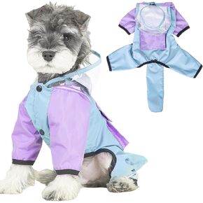 Dog Raincoat with Reflective Strip,Breathable Waterproof Lightweight Puppy Rain Jacket,Small Medium Dogs Rain Coat with Leash Hole(Orange-l)
