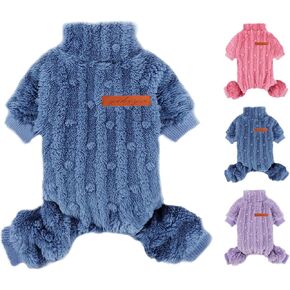 Dog Pjs for Small Dogs Chihuahua Yorkie Clothes Fleece Warm Puppy Pajamas Sweater Onesie Pink Pet Clothes Outfit Apparel (Dark Pink, Small)