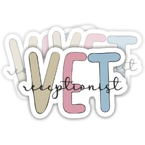 SODAVA (3Pcs) Vet Receptionist Stickers Veterinary Receptionist Stickers Veterinary Stickers Veterinary Technician Stickers Veterinary Receptionist Week Gifts Decoration Bumper Laptop Stickers 3"x4"