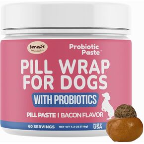 Benefit Pet Products Pill Wrap for Dogs - Pill Paste to Make Pockets, Hide Capsules, Dog Multivitamins or Medications - Added Dog Probiotic - Made in USA (4oz) in Kuwait