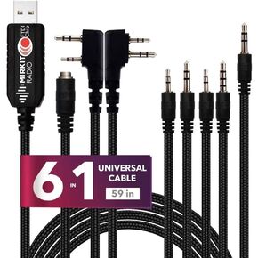 MIRKIT FTDI USB Programming Cable 6 in 1 Model 5 (59 inches Extended Length) for Flashing Ham Radios Compatible with Baofeng Radio, Motorola, Kenwood, HYT, ICOM, Yaesu, Vertex