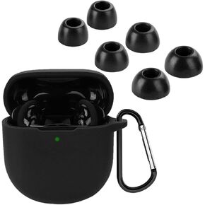 QuietComfort Earbuds II Case Ear Tips Kit, Silicone Soft Cover 3 Pairs Comfortable Memory Foam EarTips with Keychain Set Compatible with Bose quietcomfort Earbuds ii Black