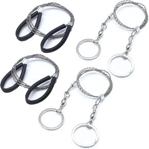 Waziaqoc 4 Pcs Survival Wire Saw, Heavy Duty Emergency Steel Wire Saw, Pocket Size Outdoor Tool for Cutting Wood Rubber Plastic (Black, Red)