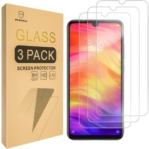 Mr.Shield [3-Pack] مصمم لهاتف Xiaomi Redmi Note 8 [زجاج مقسى] [زجاج ياباني بصلابة 9H] واقي شاشة مع استبدال مدى الحياة