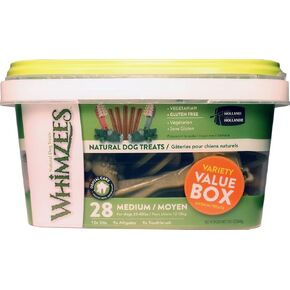 Whimzees 2 Pack of Medium Dental Treat Variety Boxes, 28 Chews each, Gluten-Free Dog Chews