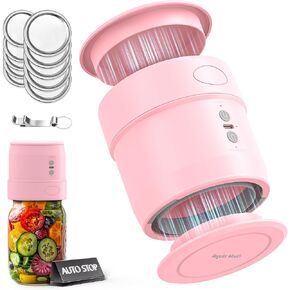 Mason Jar Vacuum Sealer Kit, Upgraded Dual-Head Auto-Stop Mason Sealer, Fits Wide & Regular Mouth Jars | Quiet, Portable & Rechargeable for Food Storage, Fermentation, Canning Easy & Save Time