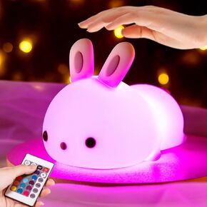 Mubarek Night Light for Kids, Bunny Lamp Cute Lamp, 16 Colors Kids Night Lights for Bedroom, Rechargeable Baby Night Light Lamp, Cute Stuff for Teen Girls Toddler Night Lights for Kids Room,Cute Gifts