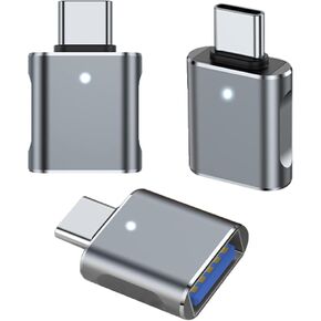 USB C to USB Adapter 3 Pack, Type C to USB 3.0 Adapter, USB Female to USB-C Male OTG Adaptor Compatible with MacBook Pro, Samsung Galaxy, Type-C Smartphones, Tablets and More (Grey)