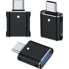 USB C to USB Adapter 3 Pack, Type C to USB 3.0 Adapter, USB Female to USB-C Male OTG Adaptor Compatible with MacBook Pro, Samsung Galaxy, Type-C Smartphones, Tablets and More (Black)