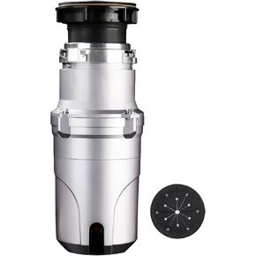 GAOMON Garbage Disposal 1 HP Continuous Feed Garbage Disposer, Compact Food Waste Disposer with Ultra Quiet Motor and Power Cord, Stainless Steel Grinding, Kitchen Sink Food Waste Disposal, Black