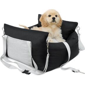 Dog Car Seat for Small Dogs - Pet Car Seat Dog Bed for Car - Dog Booster Car Seat Portable Pet Travel Carrier with Pocket Memory Foam Filling Safety Leash for Machine Washable Waterproof (Grey)