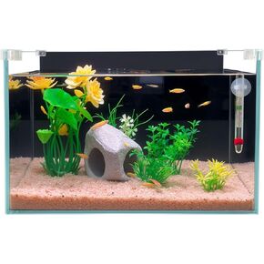 3.4-Gallon Ultra-Clear Low-Iron Betta Fish Tank Kit with Waterfall Filter, Full-Spectrum LED Light, Heater, Hideaway, Plants, Thermometer, and pH Test