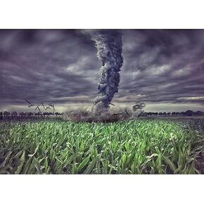 BELECO 7x5ft Fabric Green Cornfield Tornado Backdrops for Photography Countryside Farmland Stormy Lightning Tornado Background Backdrop Birthday Party Decorations Portrait Photoshoot Studio Props