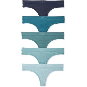 فيكتوريا سيكريت PINK Rib Thong 5 Pack، مجموعة سراويل داخلية قطنية، تطريزات طعام ممتعة (XS-XXL)