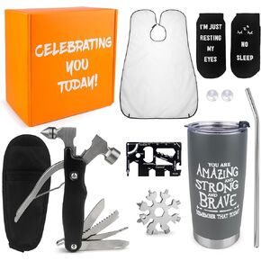 Mens Birthday Gifts Unique + Hand Multitools (6pcs)| Gift Set for Men | Birthday Gift Basket for Men | Birthday Gift Box for Men | Mens Gift Box | Happy Birthday Box for Men. (Grey)