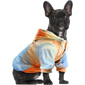 SlowTon Dog Hoodie Tie Dye - Warm Dog Sweater Hoodies with Pocket, Fall Winter Dog Coat Jacket Pet Outfit Puppy Hooded Sweatshirt Clothes for Small Medium Large Dogs Boy Girl (Blue, M)