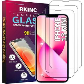 RKINC Screen Protector [3-Pack] for iPhone 13 Mini 5.4-Inch, Tempered Glass Film Screen Protector, 0.33mm [LifetimeWarranty][Bubble-Free][Anti-Scratch][Anti-Shatter]