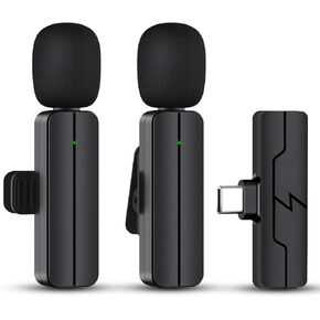 PGDLOF Wireless Lavalier Lapel Microphone for iPhone iPad - Professional Video Recording Lav Mic, 2 Clip-on Microphones for YouTube Interview Vlog Livestream & Podcast