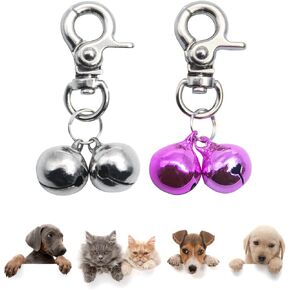 SCENEREAL Bells for Dog Collars - 2 Pack Pet Hanging Ring Bell Accessories for Dog & Cat, Pet Pendant Collar Charm with Heavy Duty Snap Clips, Sliver Bells for Tracking and Training Christmas Gift