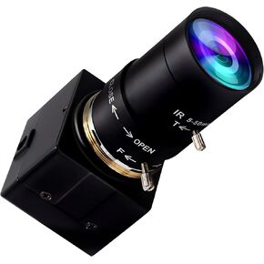 1080P USB Camera with Microphone Manual Zoom 2.8-12mm Webcam Variable Focus PC Camera H.264 Mini UVC USB2.0 USB with Camera for Computer Audio Video Close-up Camera Varifocal Lens Web Camera