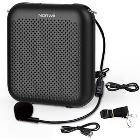 NORWII S358 Portable 2000mAh Rechargeable Voice Amplifier with Wired Microphone Headset & Waistband, Personal Microphone and Speaker for Teachers, Presentation, Tour Guides (White)