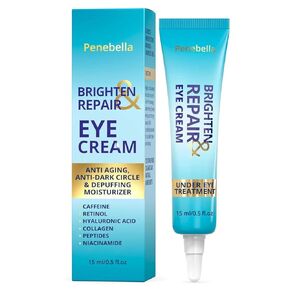 PENEBELLA New Anti Aging Eye Cream - Caffeine, Retinol, Collagen, Peptides, Aloe Vera, Hyaluronic Acid - Brighten & Repair Under Eye Moisturizer - Anti Wrinkle, Dark Circle & Depuffing Eye Treatment Balm
