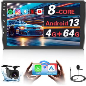 4+64GB Android 13 Car Stereo with Wireless Carplay Android Auto, 8 Core Android Radio Support SIM Card, WiFi, Fuluku 9 Inch GPS Bluetooth 5.0 AM/FM/RDS Mic Backup Camera EQ DSP