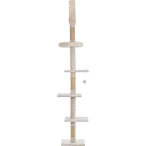 TRIXIE Kobe Cat Tree, 4-Level Cat Tower, Adjustable Tension 90.5"-104" Ceiling Mount, Large Sisal Cat Scratcher, Beige