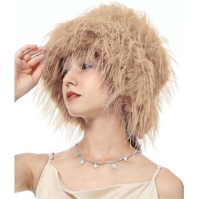 Women's Faux Fur Bucket Hats Winter Fluffy Warm Ladie's Plush Solid Color Fisherman Cap