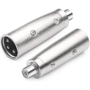 Disino Female RCA to XLR Male Adapter, XLR to RCA Converter Gender Changer Audio Coupler Connector for Microphone Connections Audio Electronics etc - 2 Pack