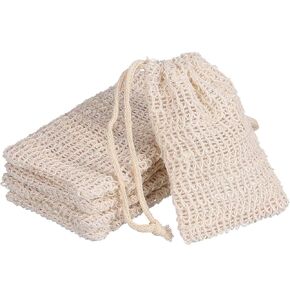 5 Pieces Soap Saver Bag Natural Sisal Exfoliating Soap Pouch for Foaming and Drying The Soap Bars Shower Soap Bag