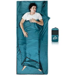 14oz Sleeping Bag Liner Ultralight,Adult Sleep Sack & Travel Sheets with 2 Way Zipper Expose Feet Separately,Single Camping Sheet for Backpacking,Hotel