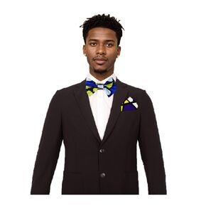 African Print Bow Tie and Pocket Square Ankara 2 Pcs Bow tie and handkerchief for Men (Color 2)