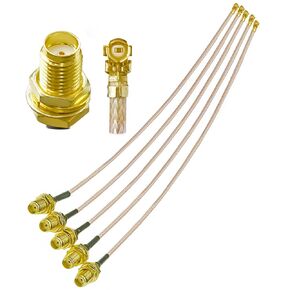 5pcs RG178 UFL SMA Coaxial Cable, U.FL to SMA Female Pigtail Jumper, SMA Female to U.FL IPX IPEX-1 Coax Cable 8inch (20cm) Low Loss Extension Cable for Wi-Fi Radios, Antenna, Mini PCI