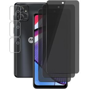 (3+3) For Motorola Moto G Power 5G 2023 (3 Pack) Anti Spy Private Tempered Glass Privacy Screen Protector and (3 Pack) Camera Lens Protector, 2.5D, Anti Scratch