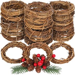 Ruisita 24 Pieces Grapevine Wreaths Vine Branch Wreath Natural 3 Inch Christmas Rattan Wreath Garland Decoration for Christmas Holiday Craft or Wedding Supplies in Kuwait