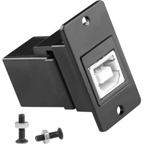 QIANRENON USB B Rectangular Panel Mount Printer Connector USB Type B 2.0 Female to Female Fixed Mount Adapter USB B Bulkhead Mounting Print Socket, Extended Printer Scanner USB B Port