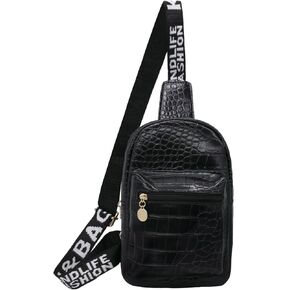 Long Keeper Sling Crossbody Bag - Women Vegan Leather Chest Bag Men Casual Daypack Cross Body Bag for Travel Running Hiking (Coffee)