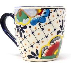 Encantada Handmade Hand-Painted Authentic Mexican Pottery Mugs (2-Pack, Mango Beaker)