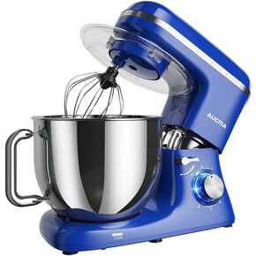 Aucma Stand Mixer,7.4QT 6-Speed Tilt-Head Kitchen Mixer, Electric Food Mixer with Dough Hook, Wire Whip & Beater (Red)
