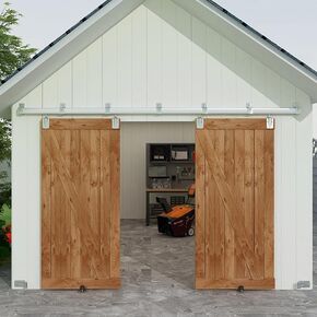 JUBEST 10FT Box Rail Exterior Barn Door Hardware Kit, Heavy Duty Sliding Barn Door Hardware, Wall Mount Barn Door Hardware for Single Door (Door NOT Include)